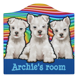 Child's Name Bedroom sign Rainbow pups