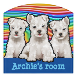 Child's Name Bedroom sign Rainbow pups