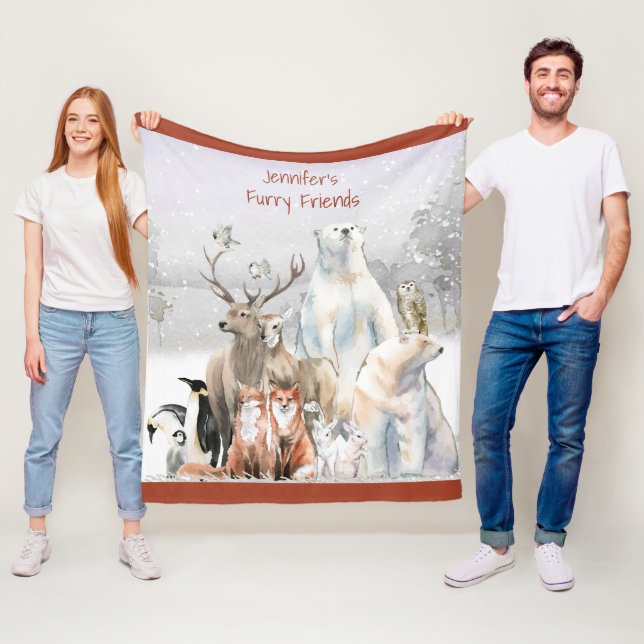 Child's Name Blanket, Animals, Winter (In Situ)