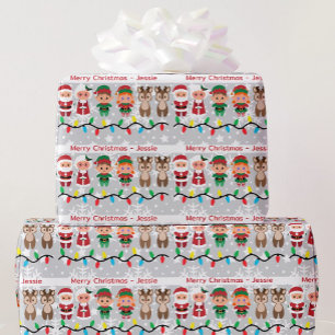 Child's Name Easy Read Santa Claus Cute Christmas Wrapping Paper