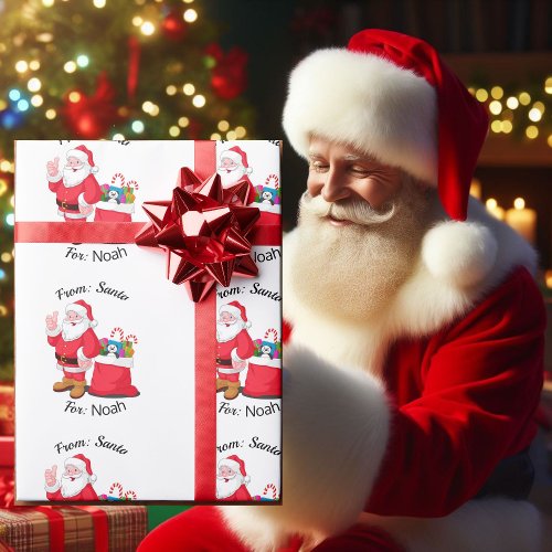Childs NAME From Santa Claus Classic Christmas Wrapping Paper