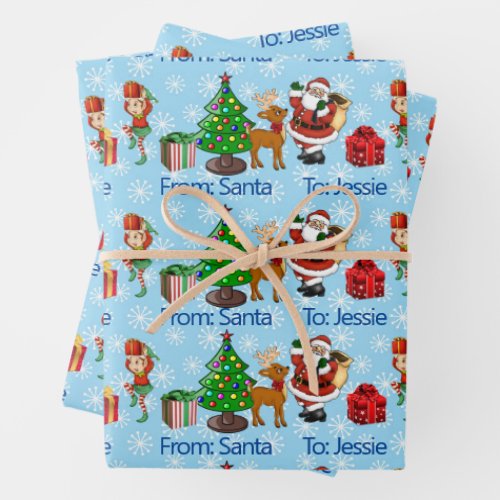 Childs Name From Santa Claus Personalize Wrapping Paper Sheets