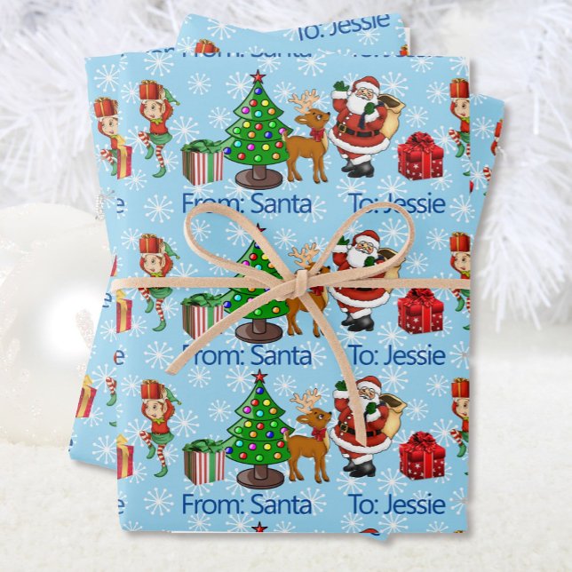 Child's Name From Santa Claus Personalize Wrapping Paper Sheets (Creator Uploaded)