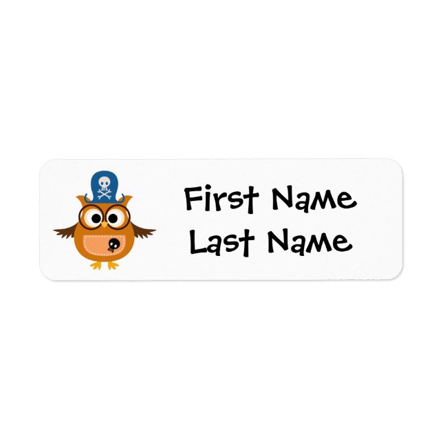 Child's Name Labels with Pirate Owl to Personalize (Front)