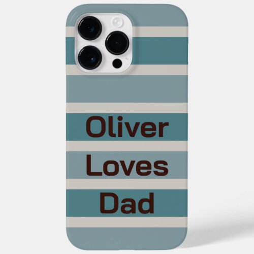 Childs Name Love Dad on Blue Striped Case_Mate iPhone 14 Pro Max Case