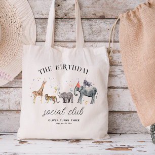 Childs Name Party Animal Birthday Favor Tote Bag