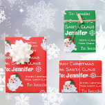 Child's Name Santa Christmas Red Green Gift Wrapping Paper Sheets<br><div class="desc">Child's Name Santa Christmas Red Green Gift Wrapping Paper Sheets</div>