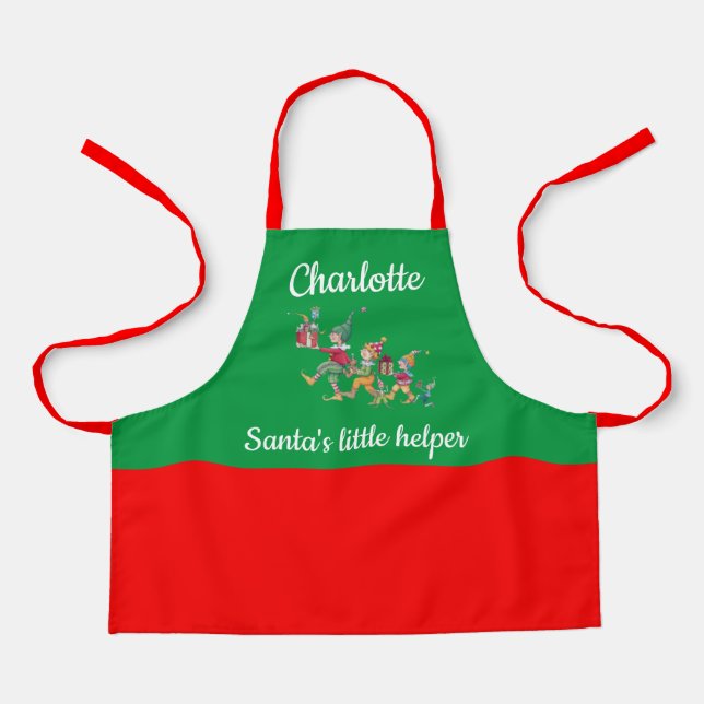 Child's Name Santa's Helper Baking with Mom Apron (Front)