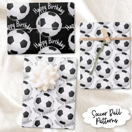 Child's Party Black & White Soccer Ball Pattern