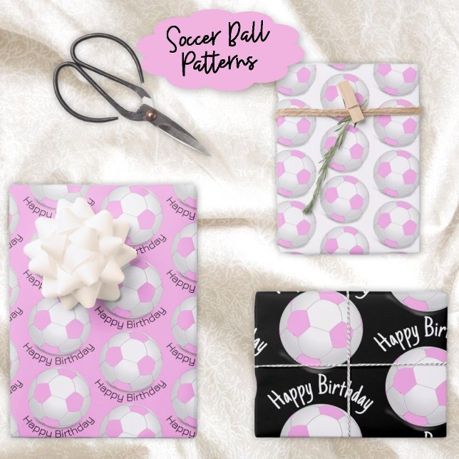 Child's Party Pink & White Guinea Pig Soccer Ball Wrapping Paper Sheets (Creator Uploaded)