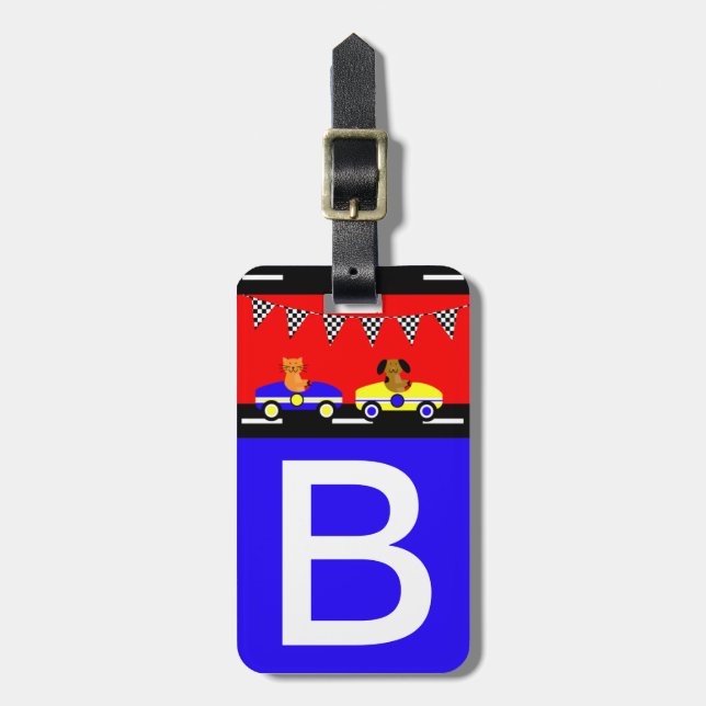 Child's Personalized Luggage Tag Animals and Cars (Front Vertical)