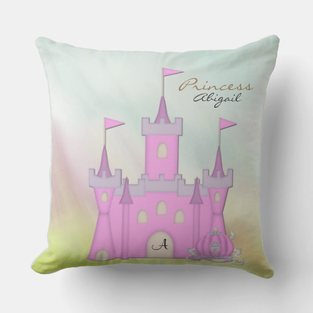 Child's Personalized Pink Princess Throw Pillow (Front)