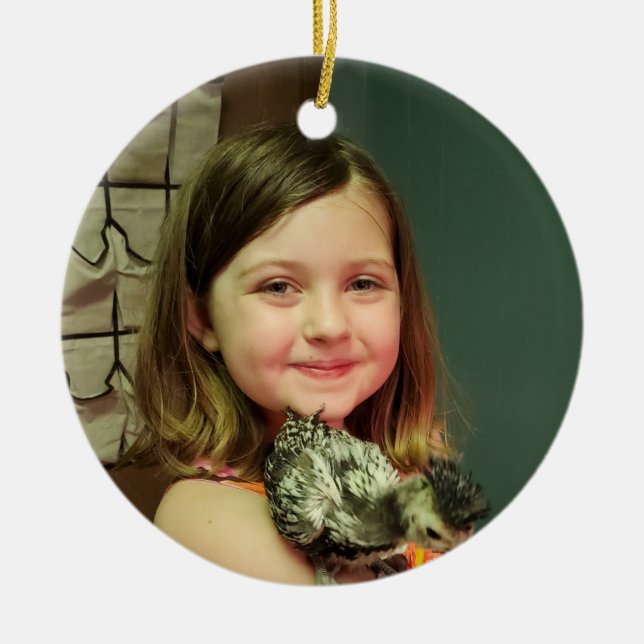 Child's Photo Christmas Ceramic Ornament (Front)