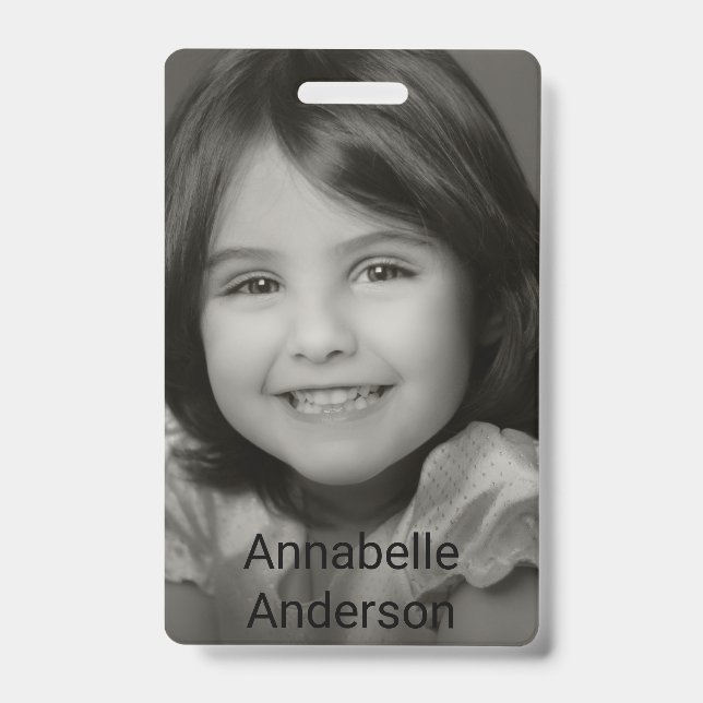 Child's Photo Name Tag Personalize Badge (Front)