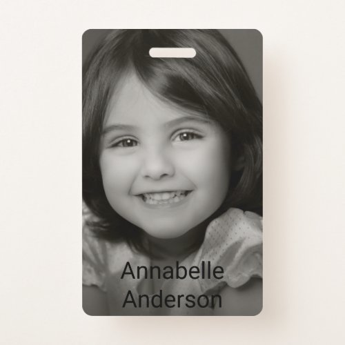 Childs Photo Name Tag Personalize Badge
