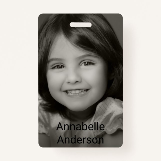 Child's Photo Name Tag Personalize Badge (Front)