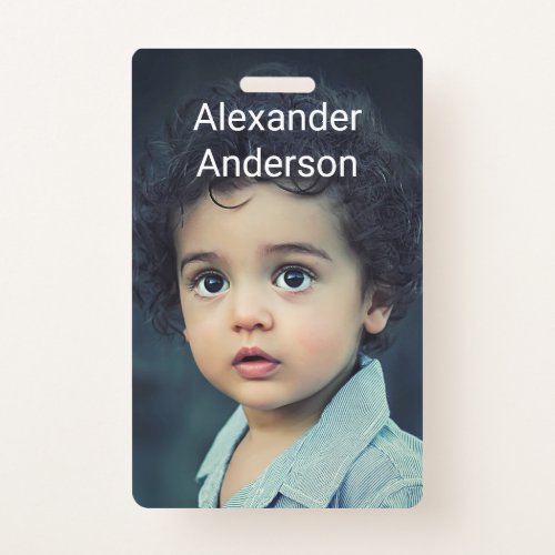 Childs Photo Name Tag Personalize Badge