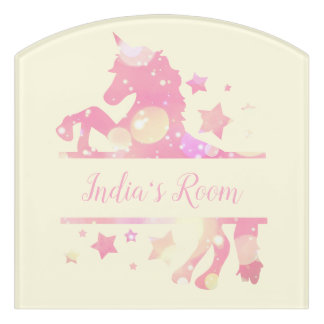 Childs Pink Sparkly Unicorn bedroom Door Sign