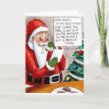 Child's Poison Threat To Santa Greeting Card by Unique_Christmas at Zazzle