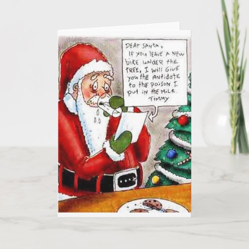 Childs Poison Threat to Santa Greeting Card