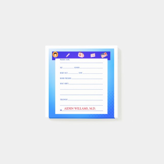 Child's Pretend Doctor Pad-Personalized Post-it Notes (Front)