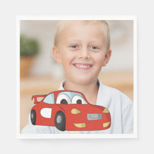 Child's Red Race Car Birthday Party Photo Napkins