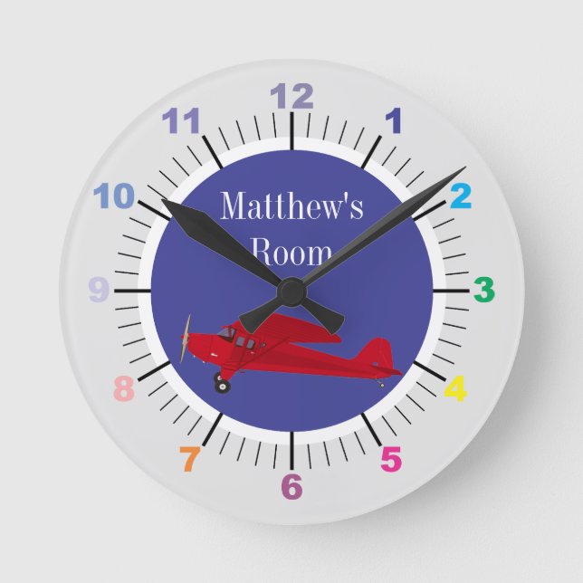 Child's Room Wall Clock Airplane (Front)