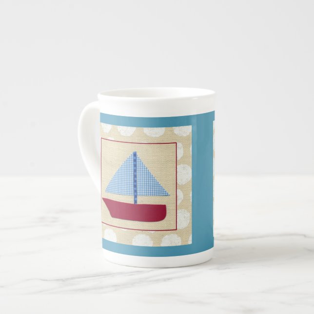 Child's Sailboat by Chariklia Zarris Bone China Mug (Front Left)