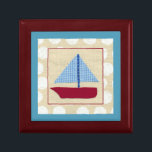 Child's Sailboat by Chariklia Zarris Gift Box<br><div class="desc">Chariklia Zarris created this print of a child's sailboat. A checkered pattern blue sail with a red hull complete the package. If you are looking for a special piece to place in a child's nursery this is the one for you!</div>