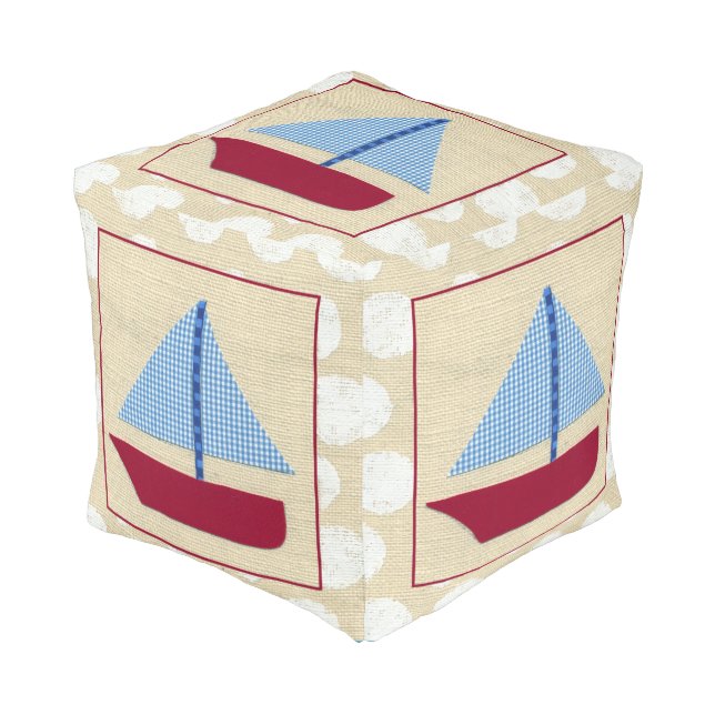 Child's Sailboat by Chariklia Zarris Pouf (Angled Front)