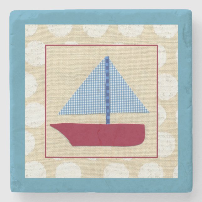 Child's Sailboat by Chariklia Zarris Stone Coaster (Front)