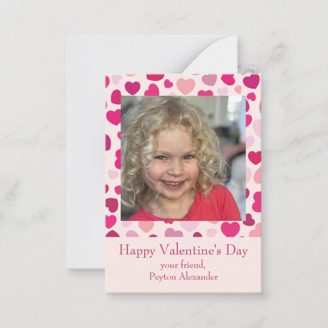 Child's School Classroom Photo Valentine's Day Note Card (Front)