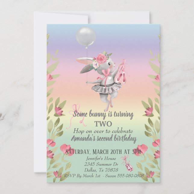 Child's Some Bunny Easter Ballerina Birthday Invitation (Front)
