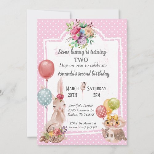 Childs Some Bunny Easter Owl Pretty Pink Invitation