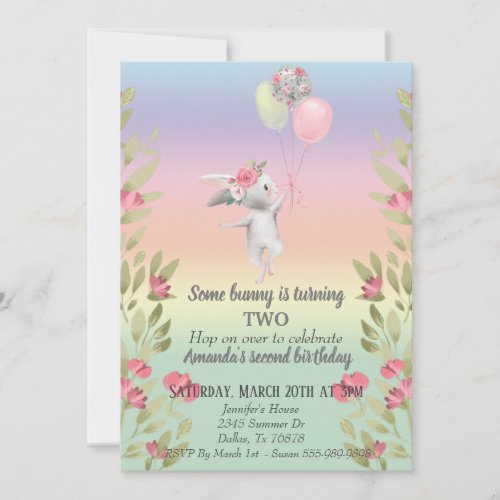 Child's Some Bunny Easter Rainbow Floral Birthday
