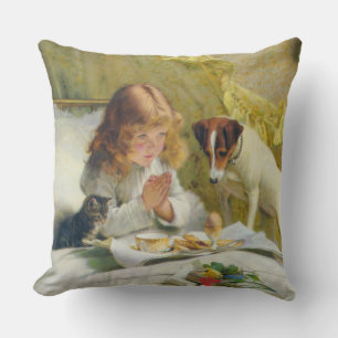 Child's Space Vintage Yellow Pets Throw Pillow