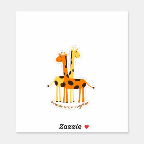 Childs Stickers Cute Giraffes Friends Sticker