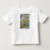 Child's T-Shirt with shelves of Toys & Bunnies