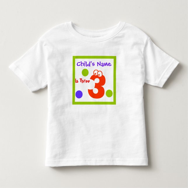 child's third 3rd Birthday, Toddler T-shirt (Front)
