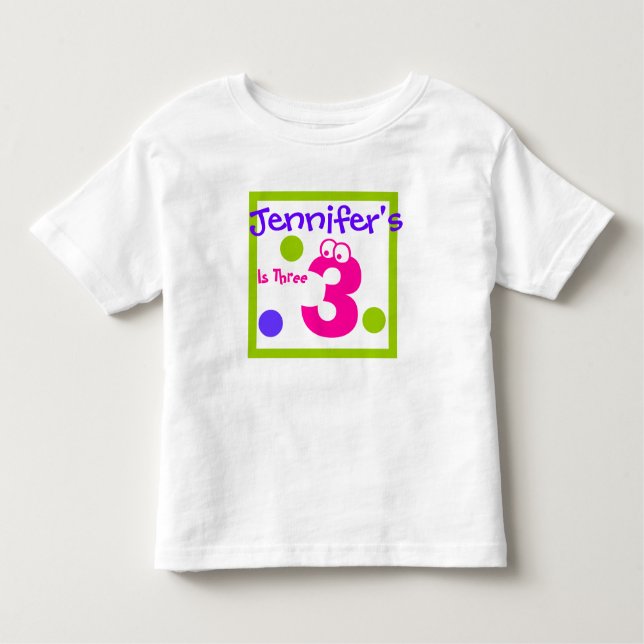 child's third 3rd Birthday, Toddler T-shirt (Front)