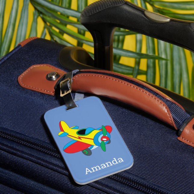 Child's Toy Airplane Luggage Tag (Front Insitu 1)