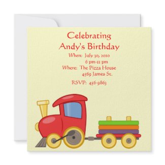 Child's Train Birthday Invitation 