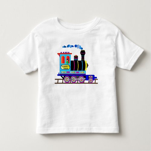 Childs Train with Name Insert Colorful Toddler T_shirt