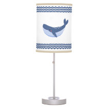 Child's Whale and waves Blue and White Custom  Table Lamp