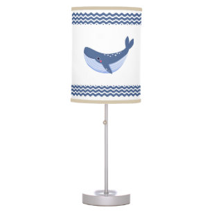 Child's Whale and waves Blue and White Custom  Table Lamp
