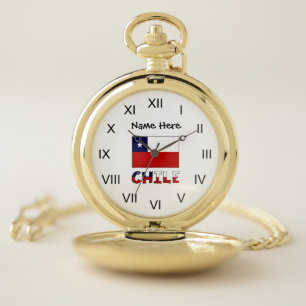 Chile and Chilean Flag Personalized Pocket Watch