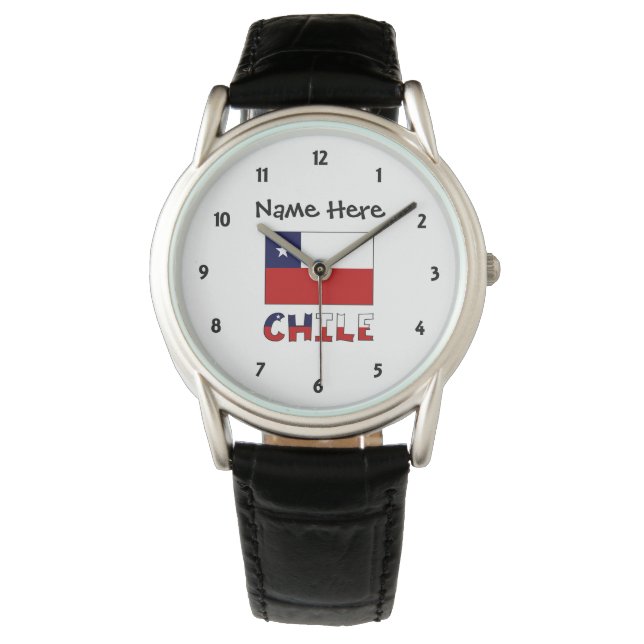 Chile and Chilean Flag Personalized  Watch (Front)