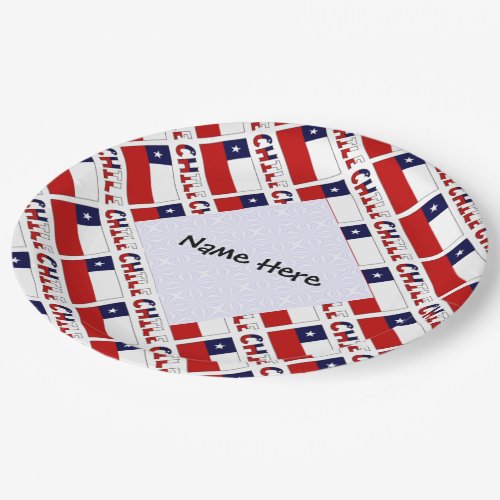 Chile and Chilean Flag Tiled Personalized  Paper Plates