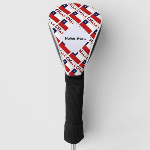 Chile and Chilean Flag Tiled with Your Name Golf Head Cover