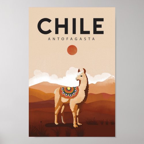 Chile antofagasta travel poster